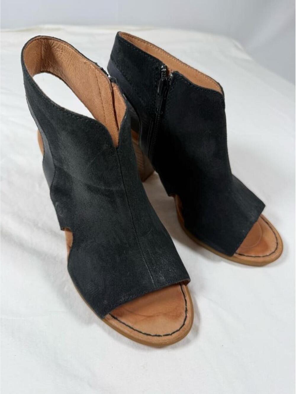 Born Dansko Black Suede Open-Toe Slingback Heels 6.5